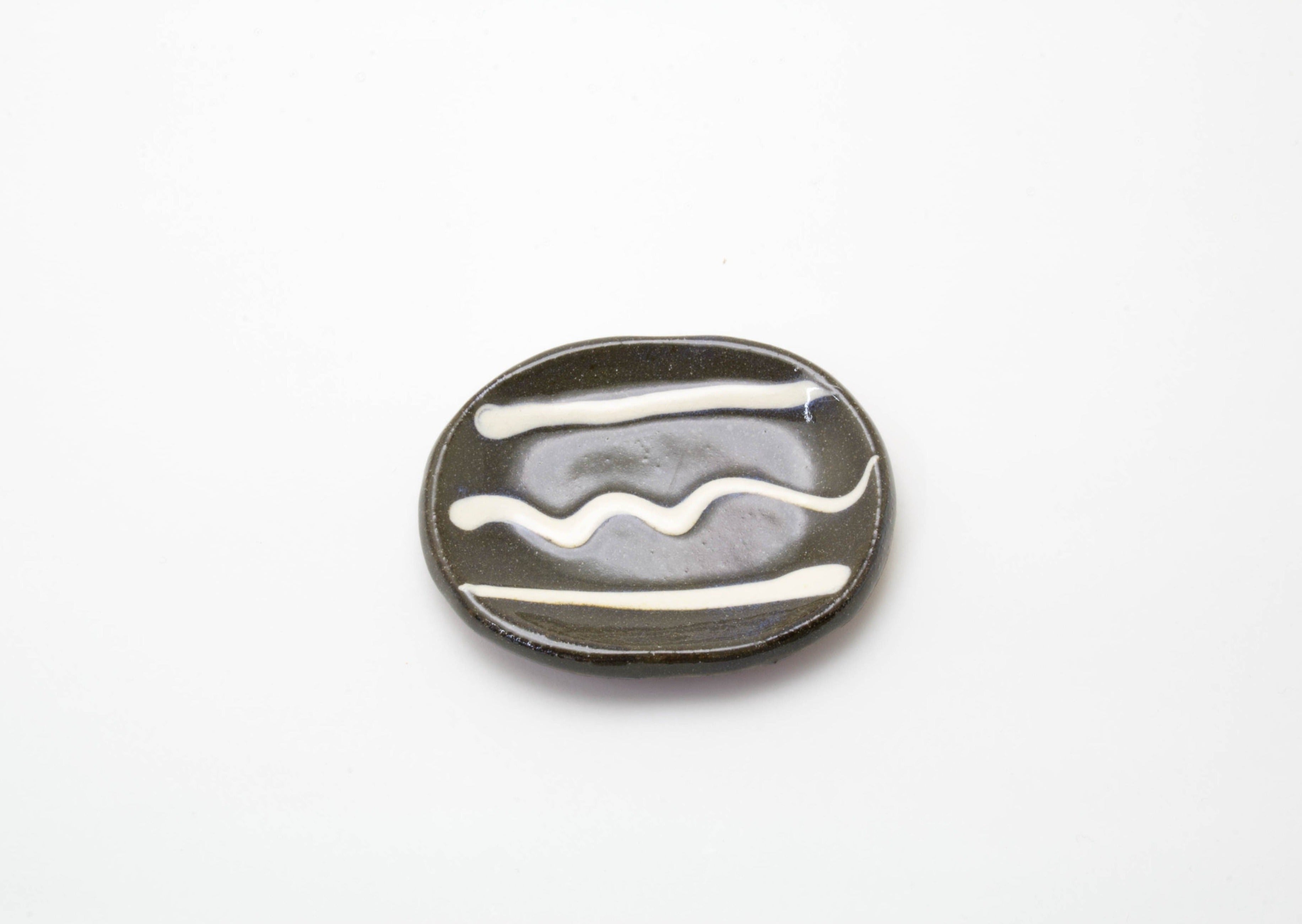 Small Black Slipware Earthenware Plate by Tansoh-gama