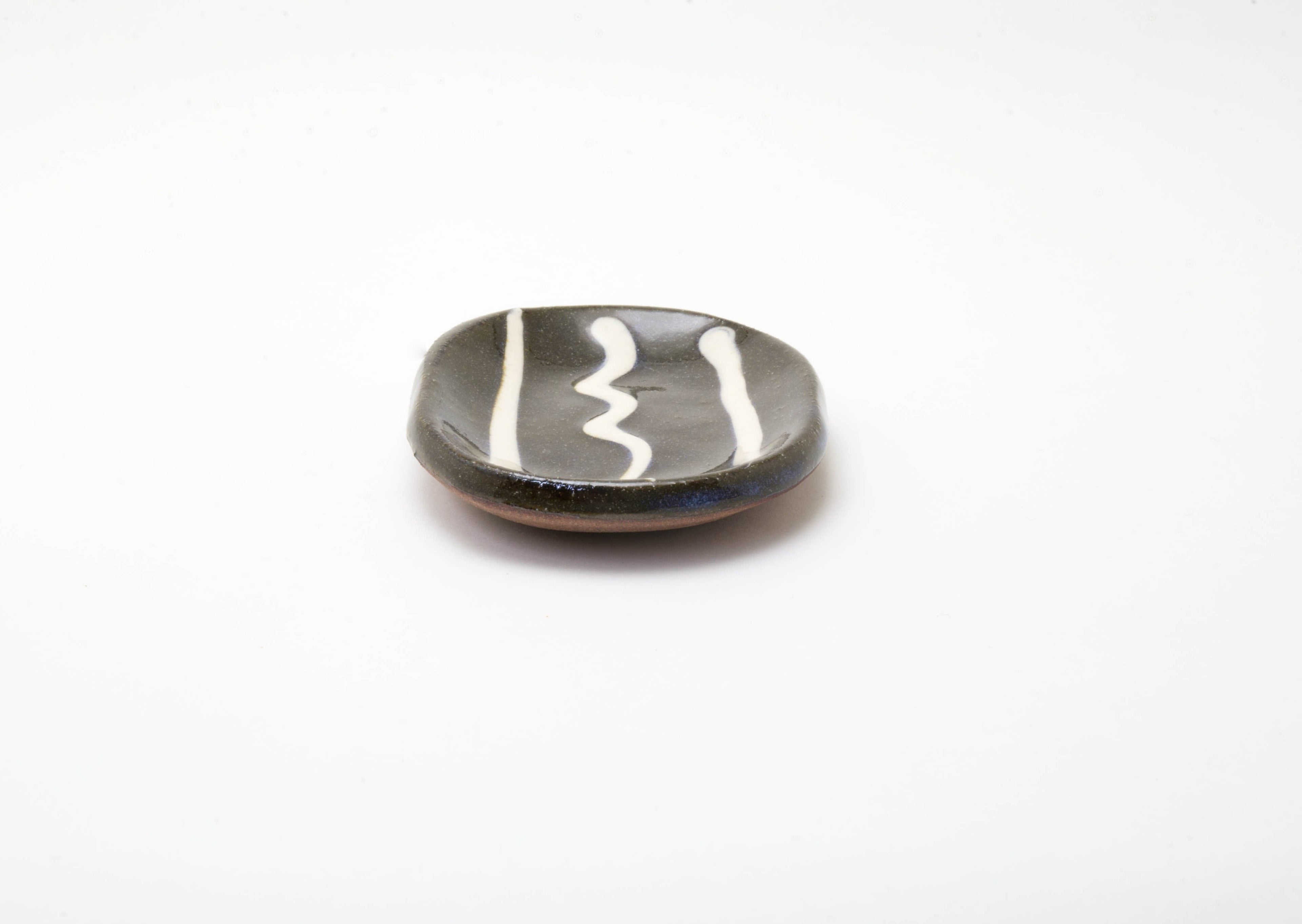 Small Black Slipware Earthenware Plate by Tansoh-gama