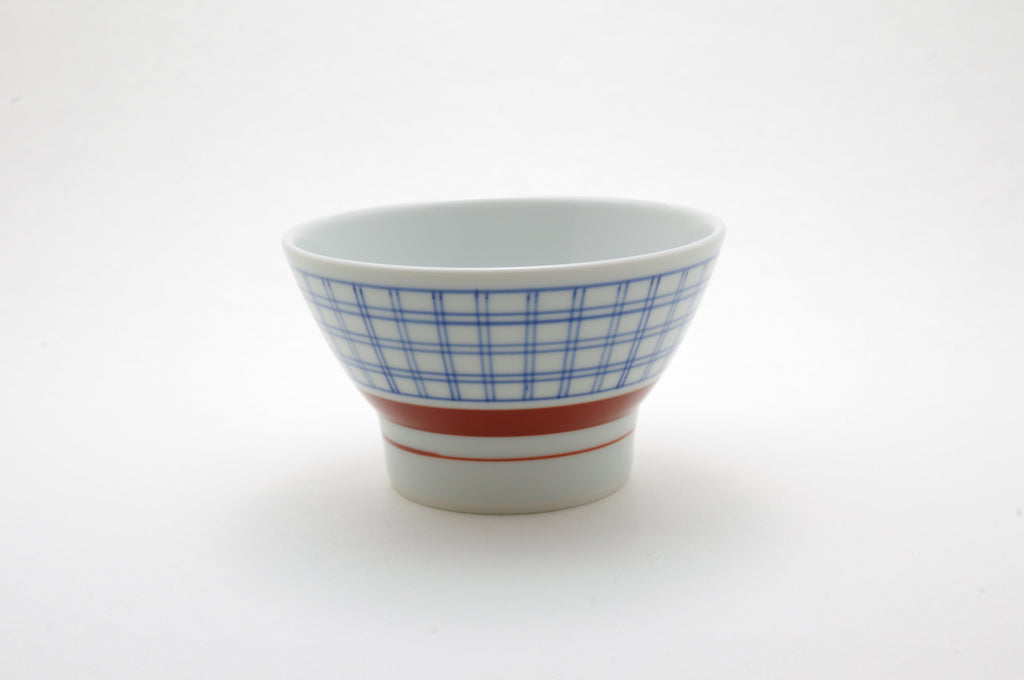 Porcelain Plaid Rice Bowl in Two Colors by Baizan-gama