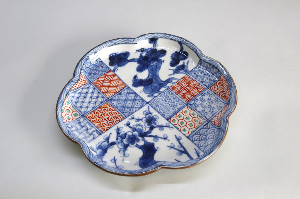 Porcelain Flower Shaped Plate by Bunkichi Gama, Kutani Ware