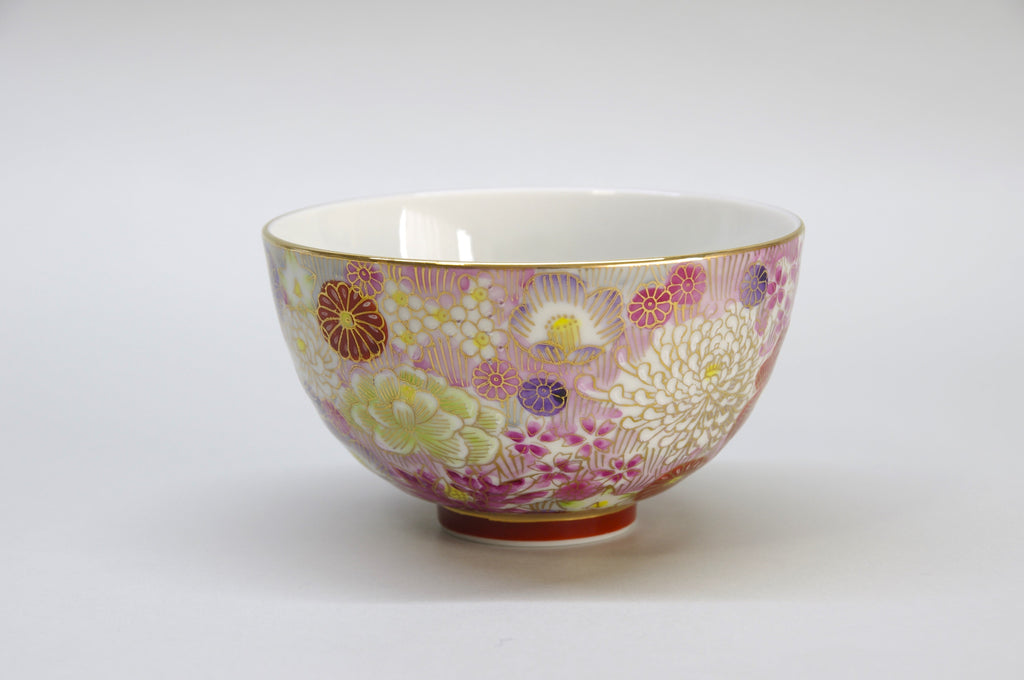 Porcelain Hanazume Rice Bowl in Kutani Ware